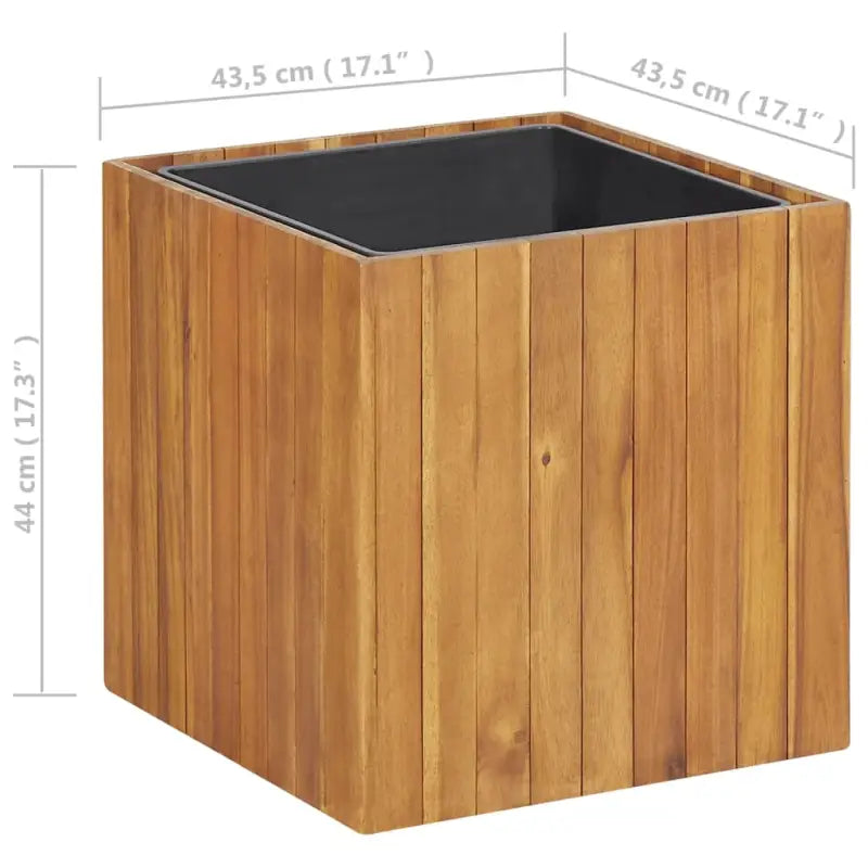 Verhoogde houten tuinbak in massief acaciahout voor binnen en buiten - 43.5 x 43.5 x 44 cm / 1 - Bloempotten &