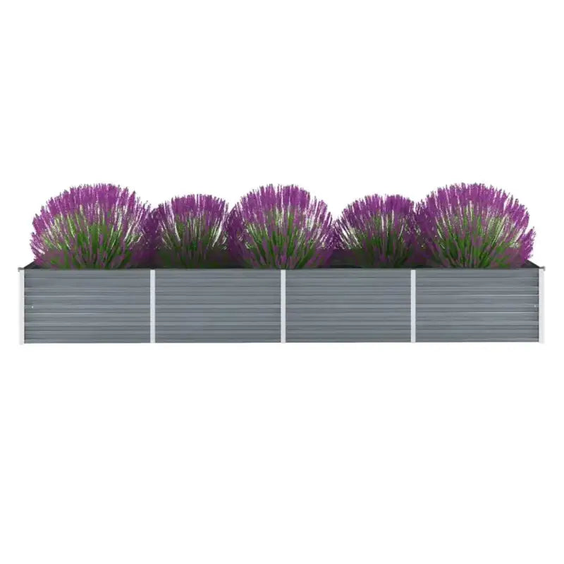 Verhoogde metalen plantenbak van gegalvaniseerd staal voor tuin en balkon - Grijs / 320 x 80 x 45 cm / 1 - Bloempotten