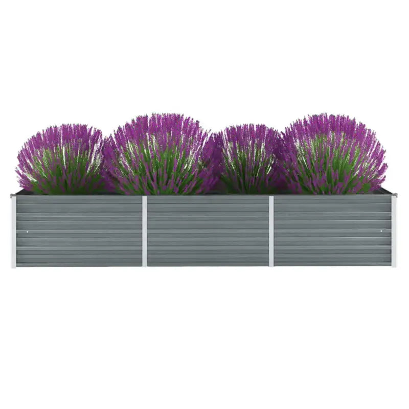 Verhoogde metalen plantenbak van gegalvaniseerd staal voor tuin en balkon - Grijs / 240 x 80 x 45 cm / 1 - Bloempotten
