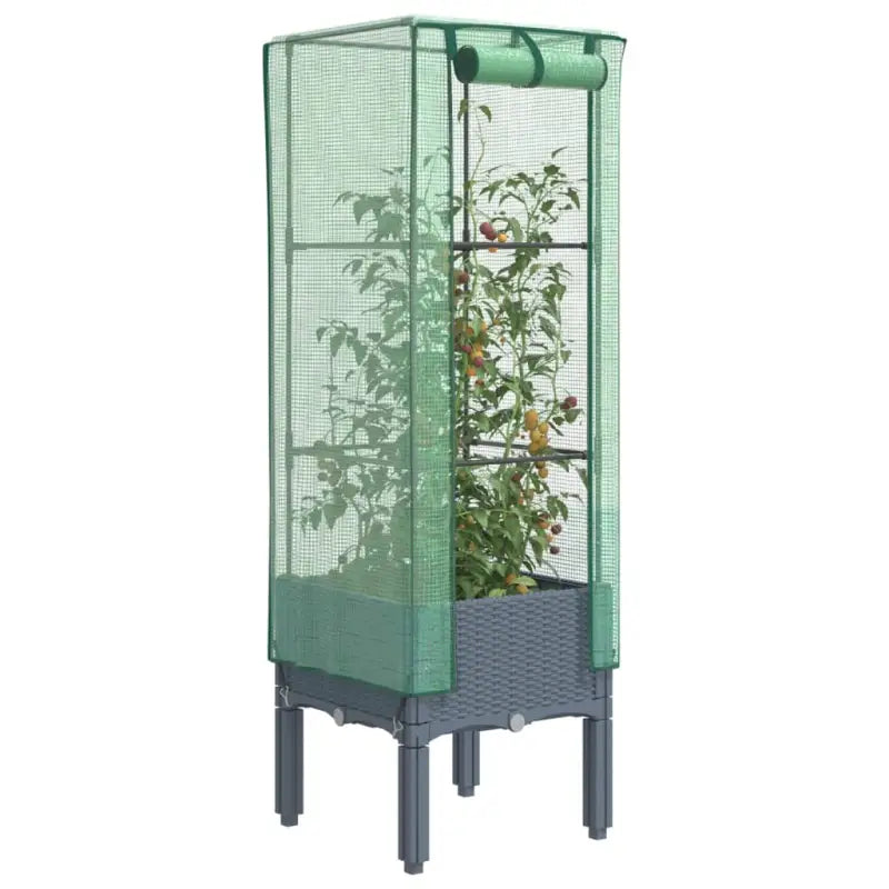 Verhoogde plantenbak met kasdek voor veel groeiruimte - Blauwgrijs / 40 x 40 x 140 cm / 1 - Bloempotten & plantenbakken
