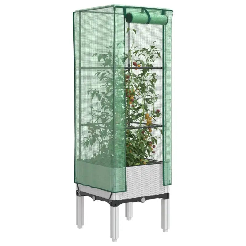 Verhoogde plantenbak met kasdek voor veel groeiruimte - Wit / 40 x 40 x 140 cm / 1 - Bloempotten & plantenbakken