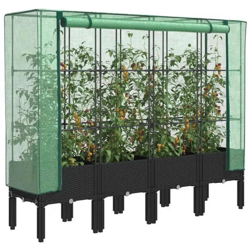 Verhoogde plantenbak met kasdek voor veel groeiruimte - Zwart / 160 x 40 x 140 cm / 1 - Bloempotten & plantenbakken