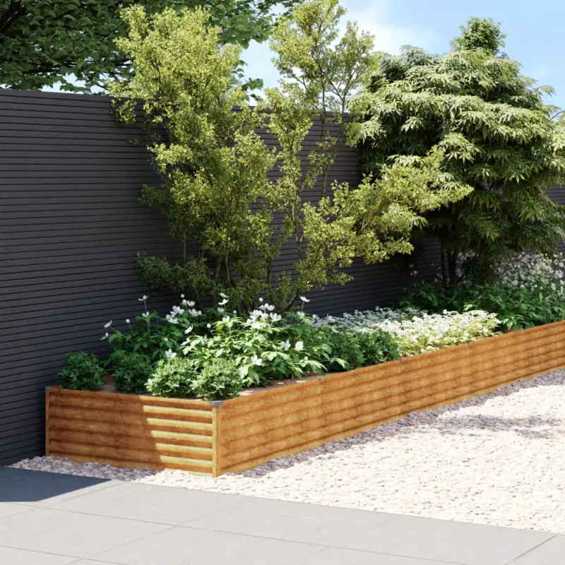 Verhoogde plantenbak van cortenstaal voor tuin en balkon decoratie - 579 x 100 x 36 cm / 1 - Bloempotten & plantenbakken