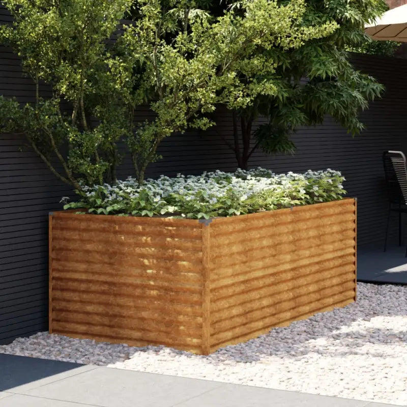 Verhoogde plantenbak van cortenstaal voor tuin en balkon decoratie - 196 x 100 x 69 cm / 1 - Bloempotten & plantenbakken