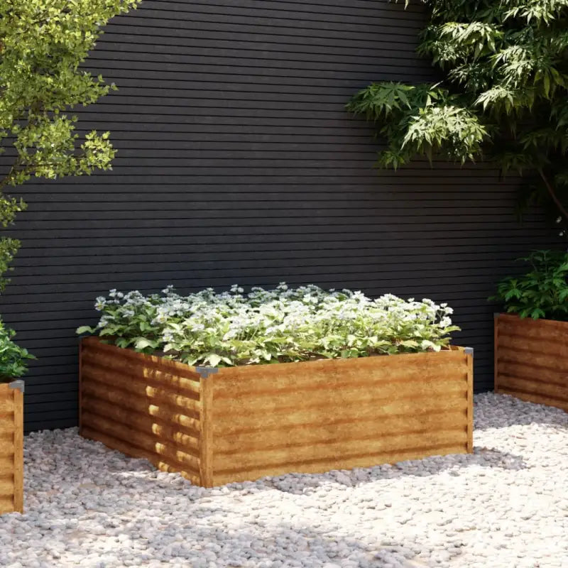 Verhoogde plantenbak van cortenstaal voor tuin en balkon decoratie - 100 x 100 x 36 cm / 1 - Bloempotten & plantenbakken