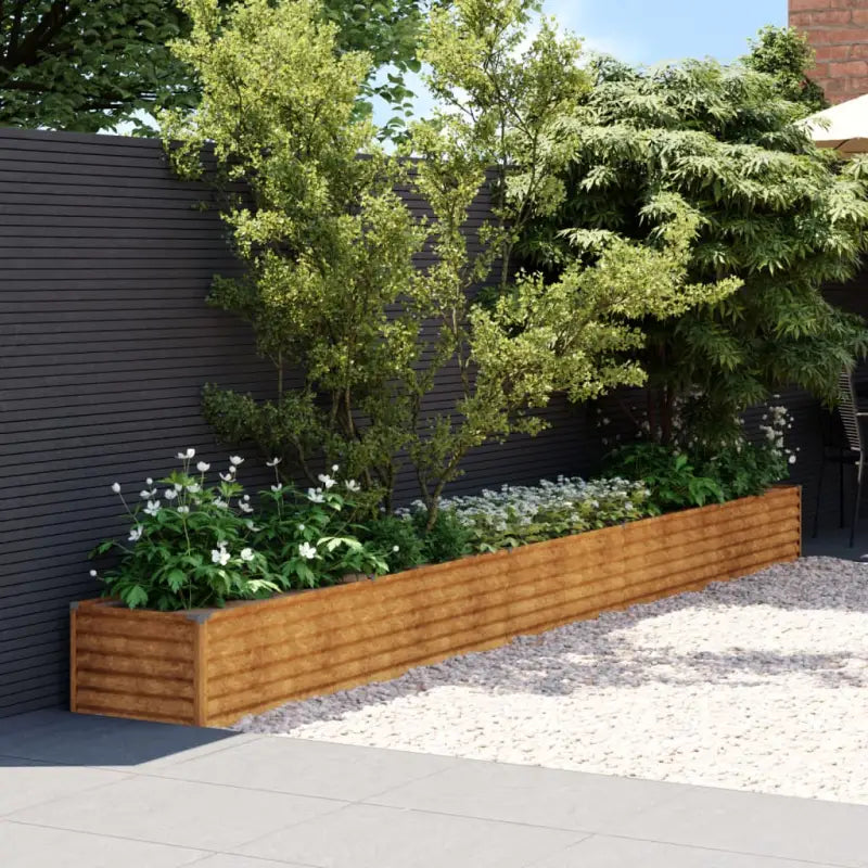 Verhoogde plantenbak van cortenstaal voor tuin en balkon decoratie - 482 x 50 x 36 cm / 1 - Bloempotten & plantenbakken