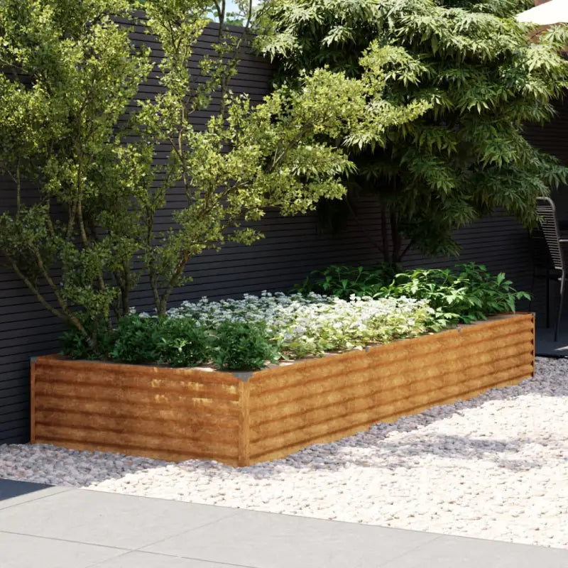 Verhoogde plantenbak van cortenstaal voor tuin en balkon decoratie - 291 x 100 x 36 cm / 1 - Bloempotten & plantenbakken