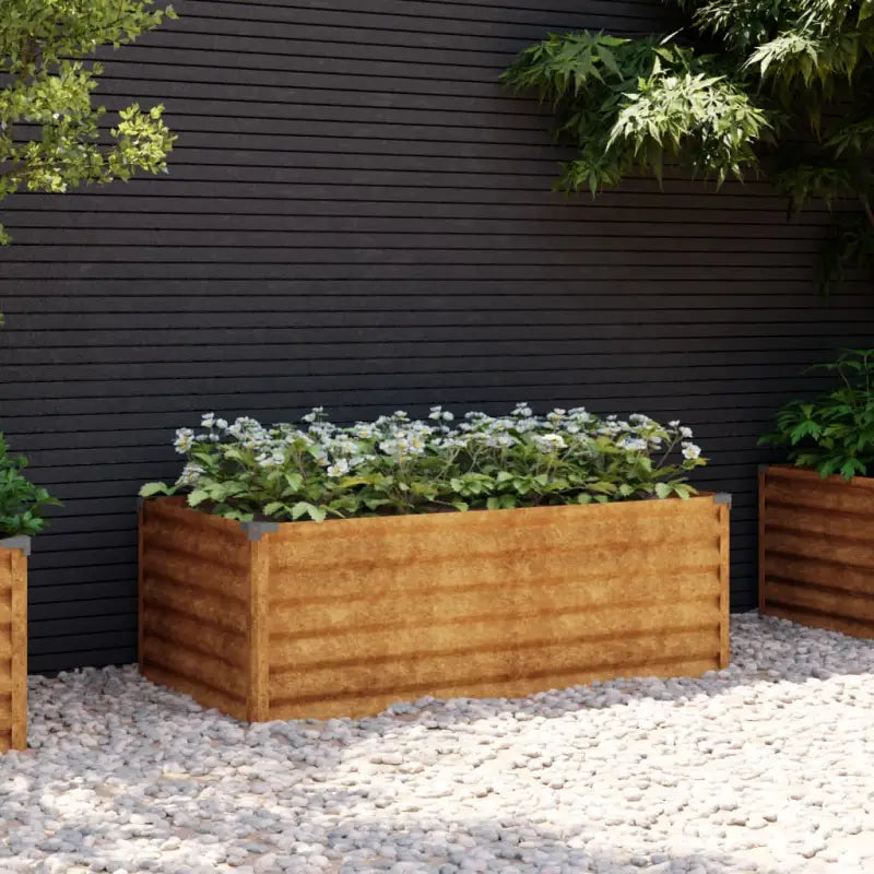 Verhoogde plantenbak van cortenstaal voor tuin en balkon decoratie - 100 x 50 x 36 cm / 1 - Bloempotten & plantenbakken