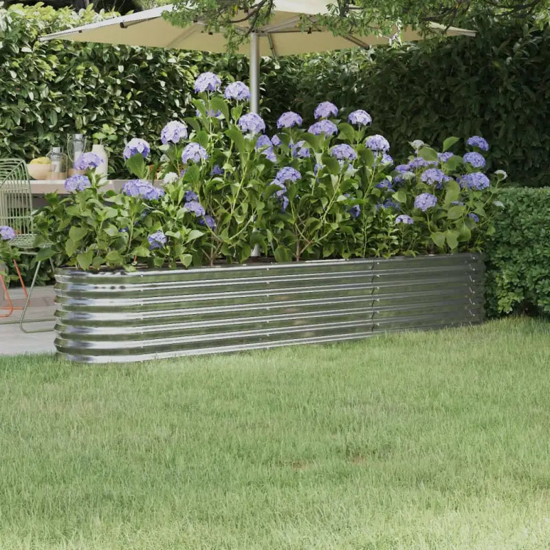 Verhoogde plantenbak van gepoedercoat staal voor tuin en balkon - Zilver / 224 x 40 x 36 cm / 1 - Bloempotten &