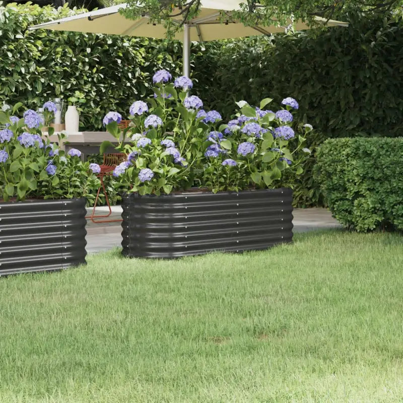 Verhoogde plantenbak van gepoedercoat staal voor tuin en balkon - Antraciet / 114 x 40 x 36 cm / 1 - Bloempotten &