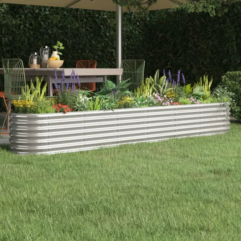 Verhoogde plantenbak van gepoedercoat staal voor tuin en balkon - Zilver / 260 x 40 x 36 cm / 1 - Bloempotten &