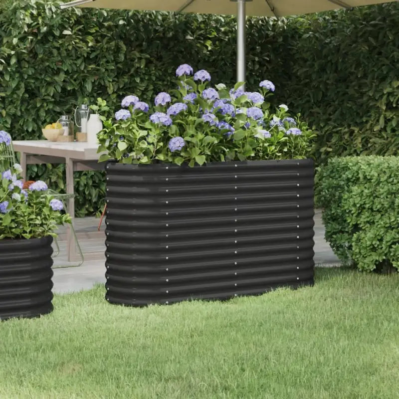 Verhoogde plantenbak van gepoedercoat staal voor tuin en balkon - Antraciet / 114 x 40 x 68 cm / 1 - Bloempotten &