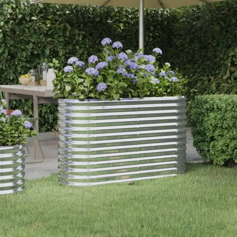 Verhoogde plantenbak van gepoedercoat staal voor tuin en balkon - Zilver / 114 x 40 x 68 cm / 1 - Bloempotten &
