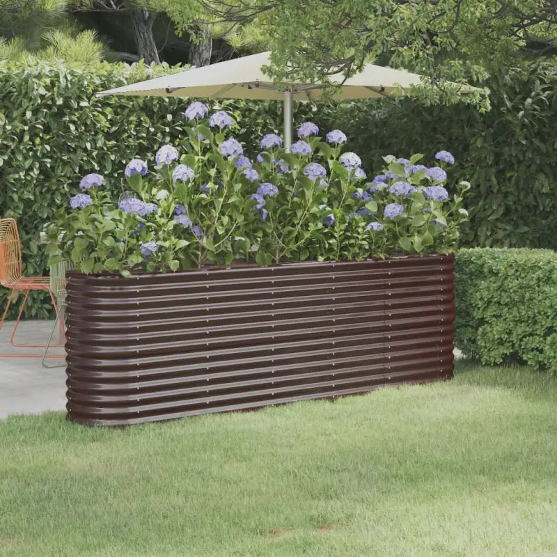 Verhoogde plantenbak van gepoedercoat staal voor tuin en balkon - Bruin / 224 x 40 x 68 cm / 1 - Bloempotten &