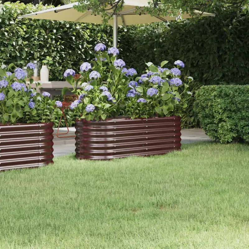 Verhoogde plantenbak van gepoedercoat staal voor tuin en balkon - Bruin / 114 x 40 x 36 cm / 1 - Bloempotten &