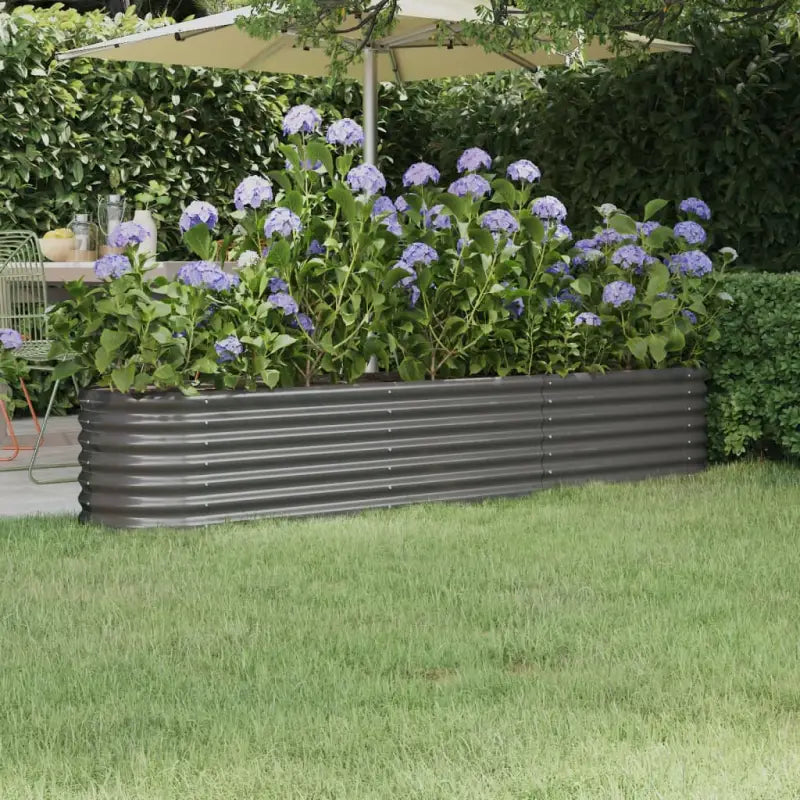 Verhoogde plantenbak van gepoedercoat staal voor tuin en balkon - Grijs / 224 x 40 x 36 cm / 1 - Bloempotten &