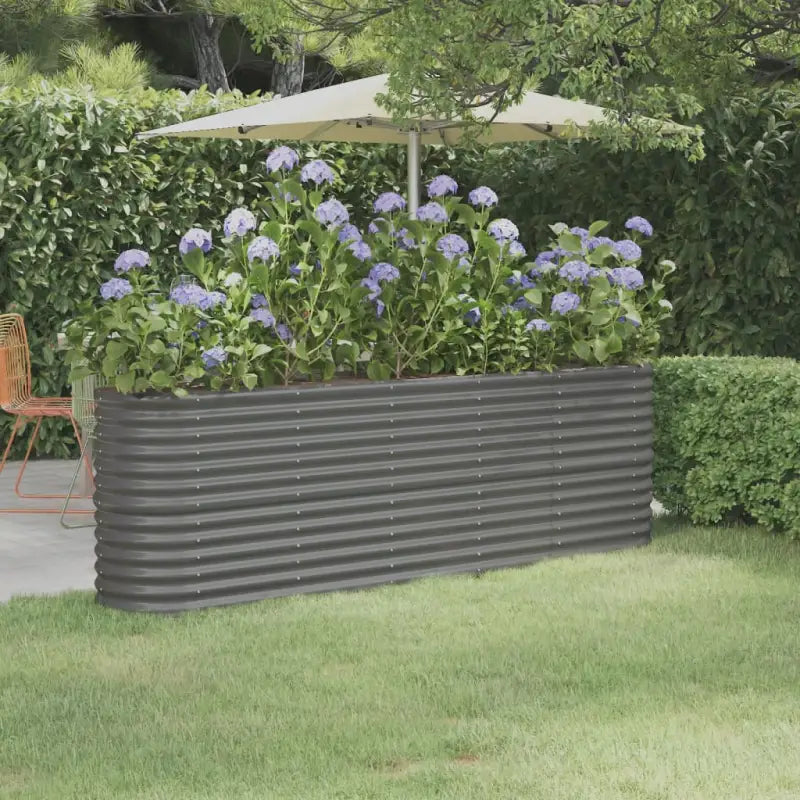 Verhoogde plantenbak van gepoedercoat staal voor tuin en balkon - Grijs / 224 x 40 x 68 cm / 1 - Bloempotten &