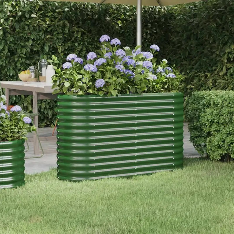 Verhoogde plantenbak van gepoedercoat staal voor tuin en balkon - Groen / 114 x 40 x 68 cm / 1 - Bloempotten &