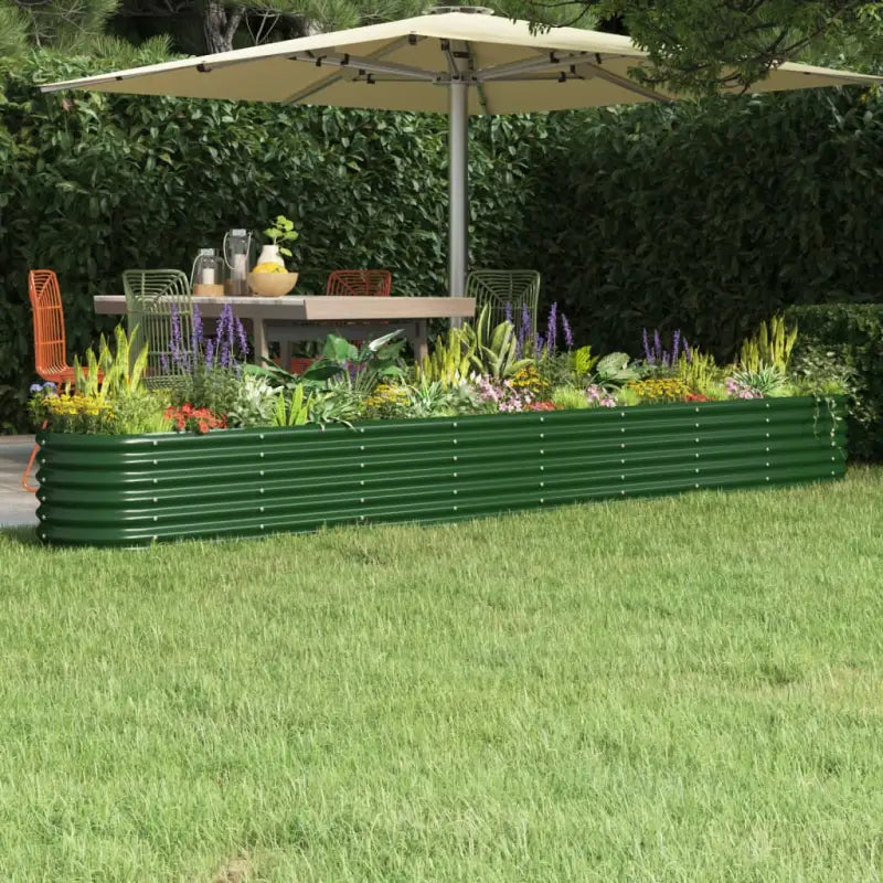 Verhoogde plantenbak van gepoedercoat staal voor tuin en balkon - Groen / 332 x 40 x 36 cm / 1 - Bloempotten &