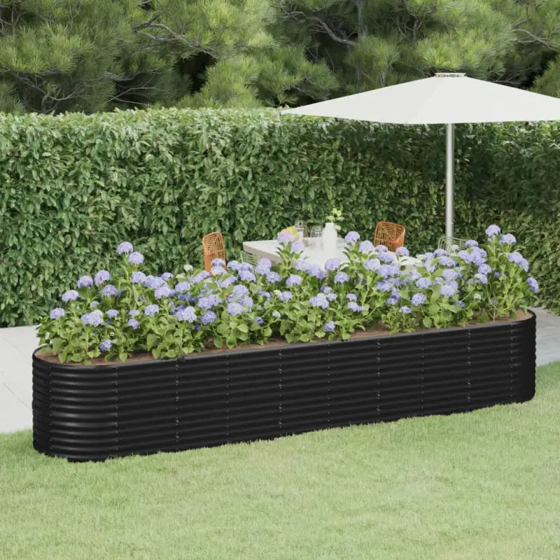 Verhoogde plantenbak van gepoedercoat staal voor tuin en terras - Antraciet / 368 x 80 x 68 cm / 1 - Bloempotten &