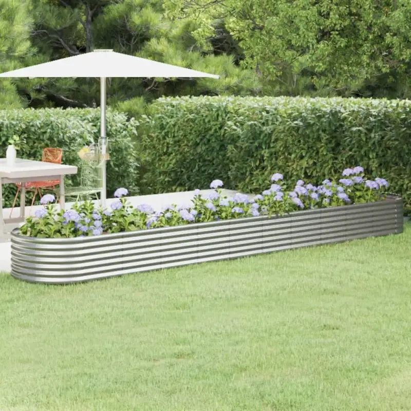 Verhoogde plantenbak van gepoedercoat staal voor tuin en terras - Zilver / 440 x 80 x 36 cm / 1 - Bloempotten &