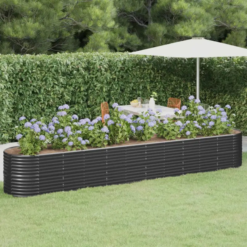 Verhoogde plantenbak van gepoedercoat staal voor tuin en terras - Antraciet / 440 x 80 x 68 cm / 1 - Bloempotten &