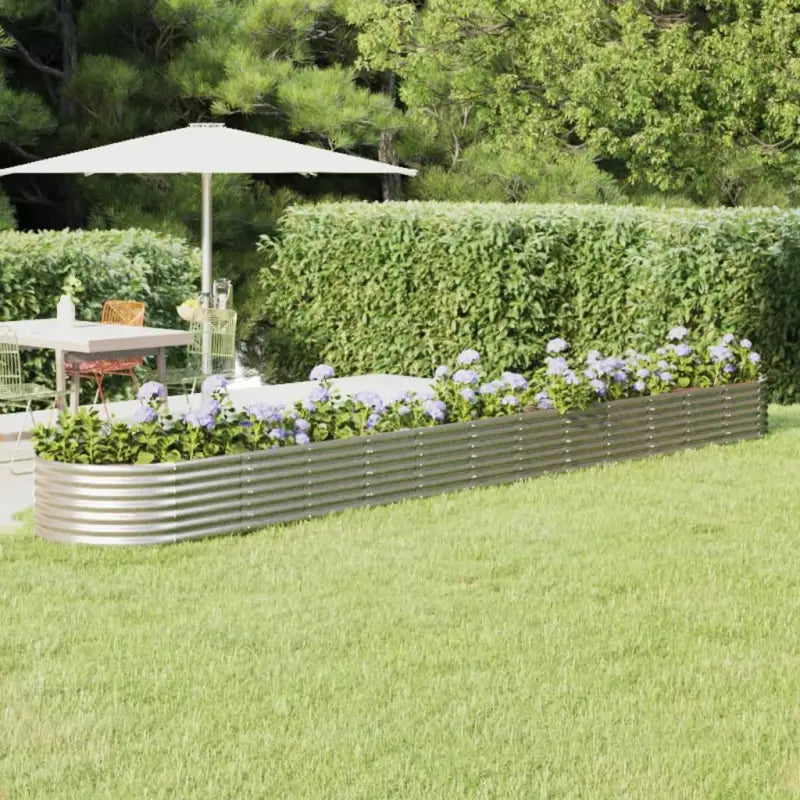 Verhoogde plantenbak van gepoedercoat staal voor tuin en terras - Zilver / 512 x 80 x 36 cm / 1 - Bloempotten &
