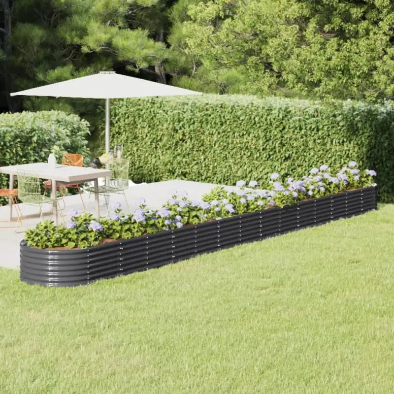 Verhoogde plantenbak van gepoedercoat staal voor tuin en terras - Antraciet / 620 x 80 x 36 cm / 1 - Bloempotten &