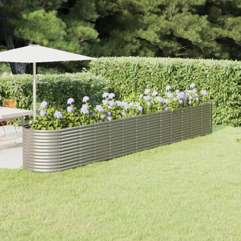 Verhoogde plantenbak van gepoedercoat staal voor tuin en terras - Zilver / 512 x 80 x 68 cm / 1 - Bloempotten &