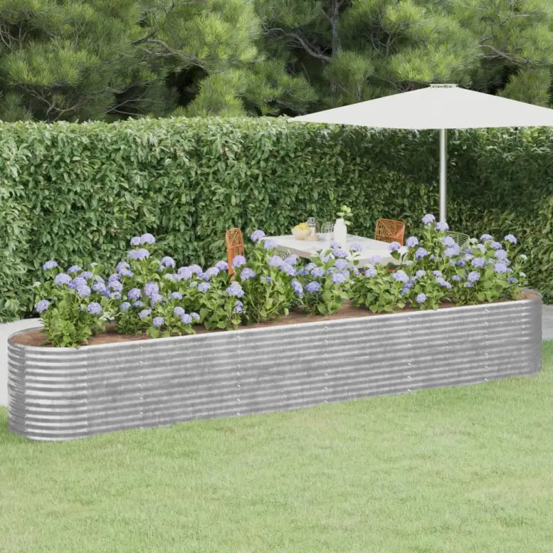 Verhoogde plantenbak van gepoedercoat staal voor tuin en terras - Zilver / 440 x 80 x 68 cm / 1 - Bloempotten &