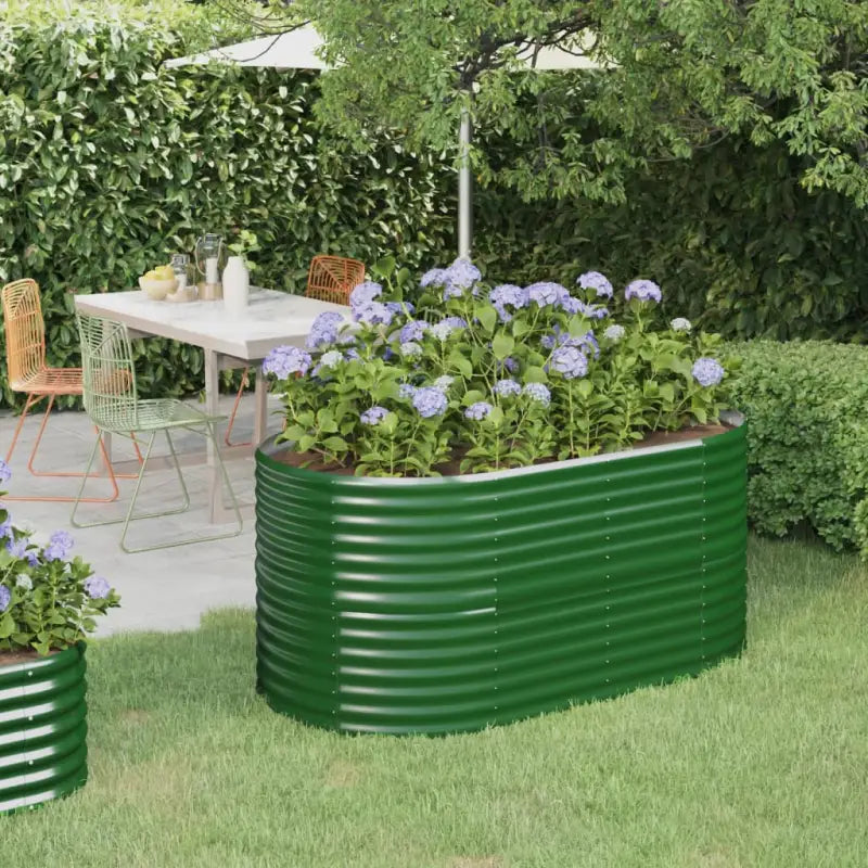 Verhoogde plantenbak van gepoedercoat staal voor tuin en terras - Groen / 152 x 80 x 68 cm / 1 - Bloempotten &