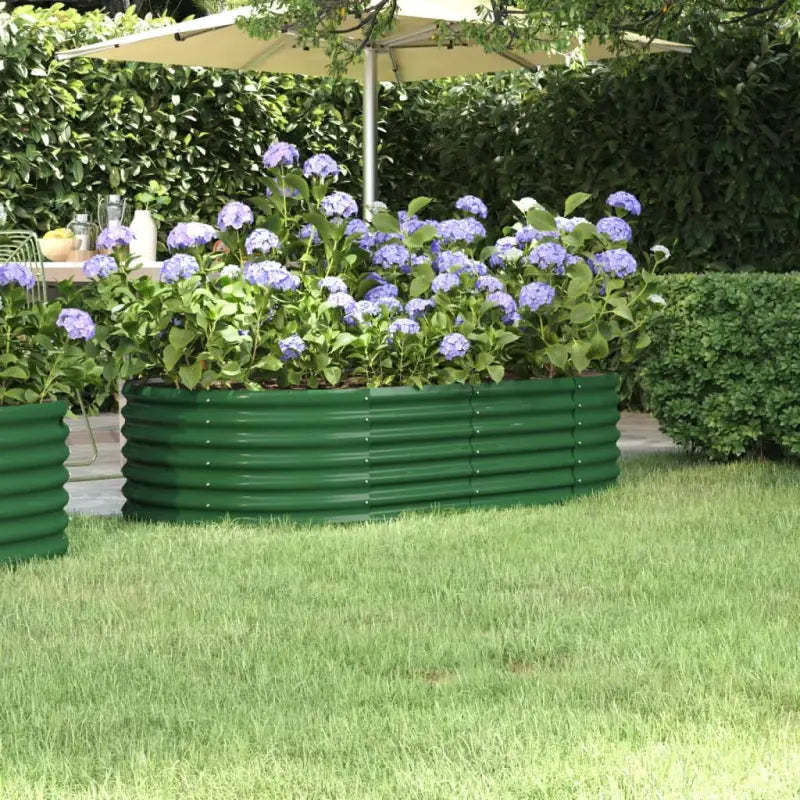 Verhoogde plantenbak van gepoedercoat staal voor tuin en terras - Groen / 152 x 80 x 36 cm / 1 - Bloempotten &