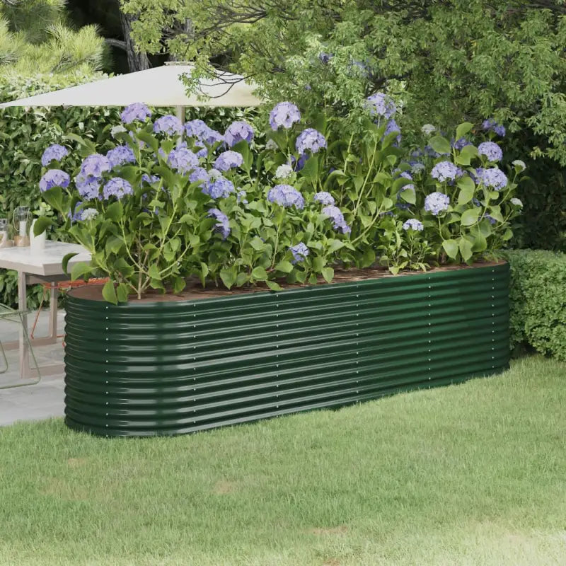 Verhoogde plantenbak van gepoedercoat staal voor tuin en terras - Groen / 296 x 80 x 68 cm / 1 - Bloempotten &