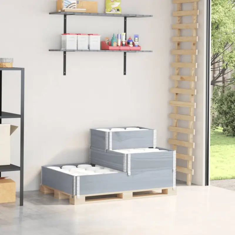 Verhoogde plantenbak van massief grenenhout met open bodem - Grijs / 120 x 80 cm (60 x 40 cm) / 1 - Bloempotten &
