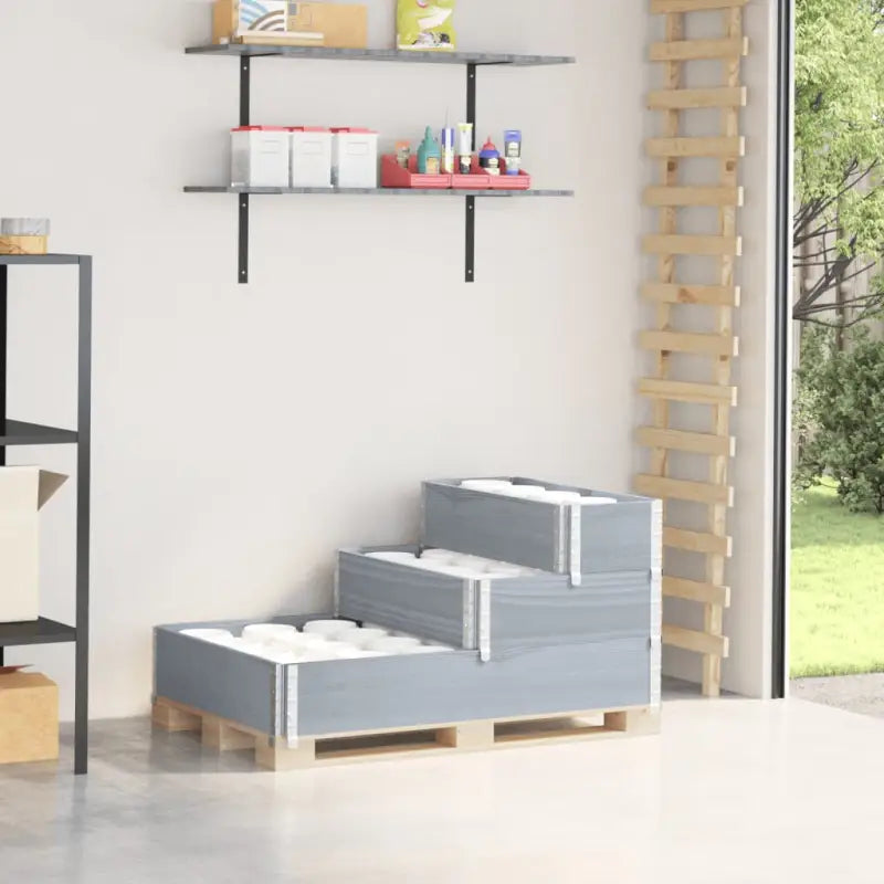 Verhoogde plantenbak van massief grenenhout met open bodem - Grijs / 120 x 80 cm (80 x 30 cm) / 1 - Bloempotten &