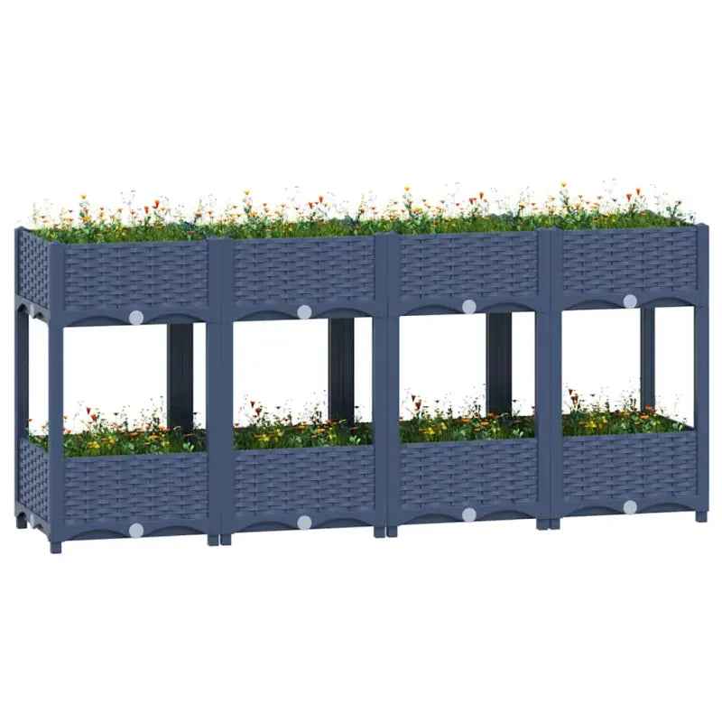 Verhoogde tuinbak voor bloemen en planten - Blauwgrijs / 160 x 40 x 71 cm / 1 - Bloempotten & plantenbakken