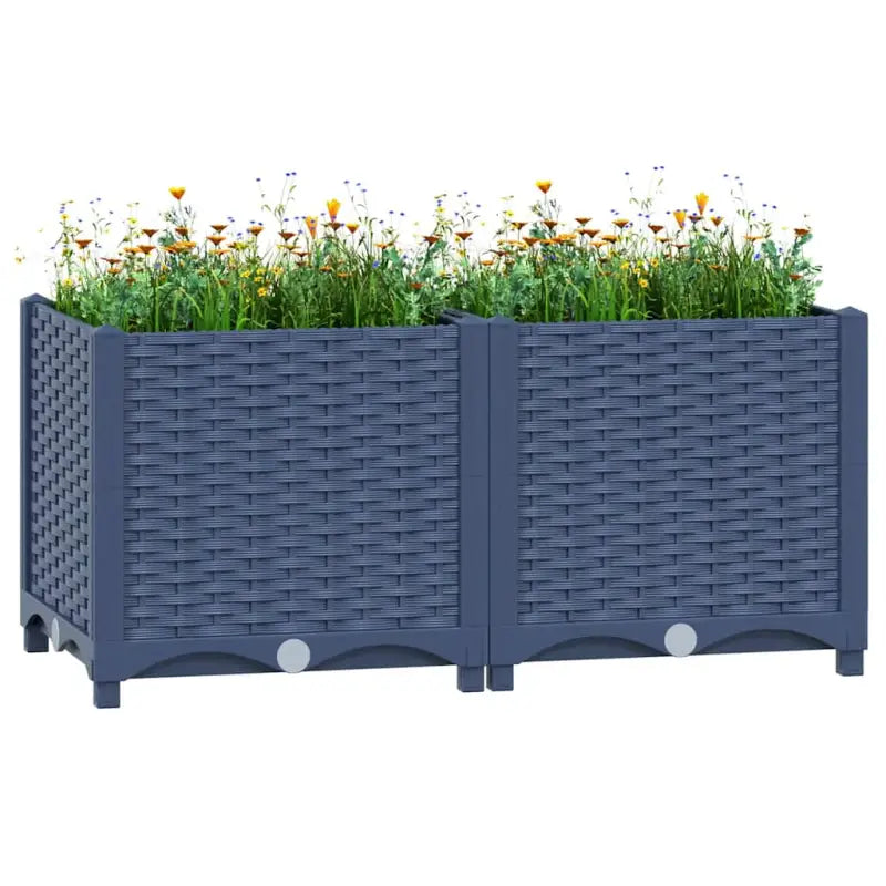 Verhoogde tuinbak voor bloemen en planten - Blauwgrijs / 80 x 40 x 38 cm / 1 - Bloempotten & plantenbakken
