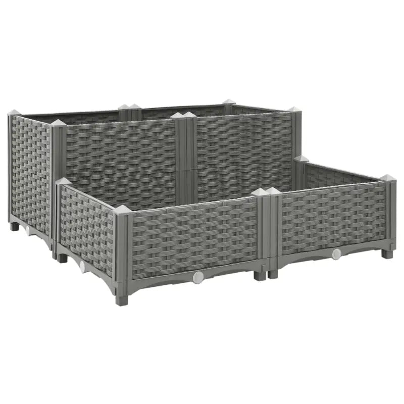 Verhoogde tuinbak voor bloemen en planten - Lichtgrijs / 80 x 80 x (23-38) cm / 1 - Bloempotten & plantenbakken