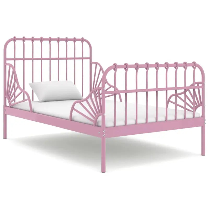Verlengbaar ledikant van stevig gepoedercoat metaal voor heerlijke nachtrust - Roze - Bedden & bedframes