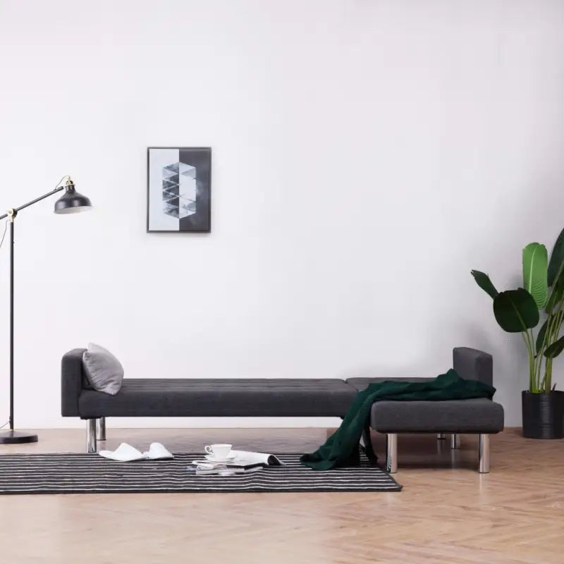 Verlichte slaapbank met houten frame en verchroomde poten - Grijs - Banken