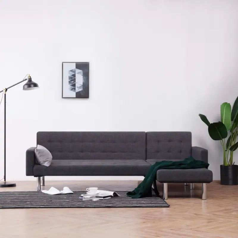 Verlichte slaapbank met houten frame en verchroomde poten - Grijs - Banken