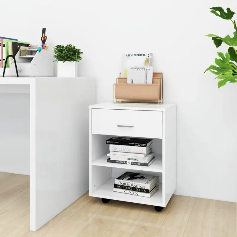 Verplaatsbare opbergkast van bewerkt hout met moderne uitstraling - Wit / 1 - Opbergkasten & lockerkasten