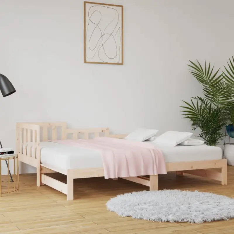 Verrijdbare slaapbank van massief grenenhout met flexibele afmetingen - Naturel / 90 x 200 cm - Bedden & bedframes