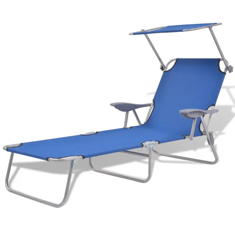 Verstelbare Ligstoel met Inklapbare Luifel voor Zonnebaden - Donkerblauw / 1 - Ligstoelen