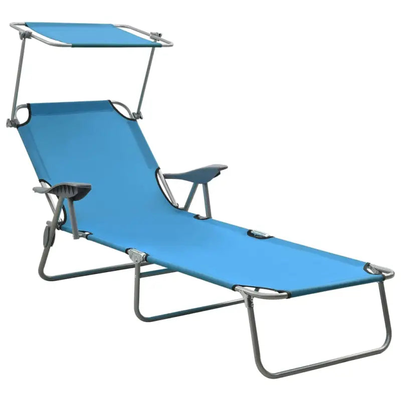 Verstelbare Ligstoel met Inklapbare Luifel voor Zonnebaden - Blauw / 1 - Ligstoelen