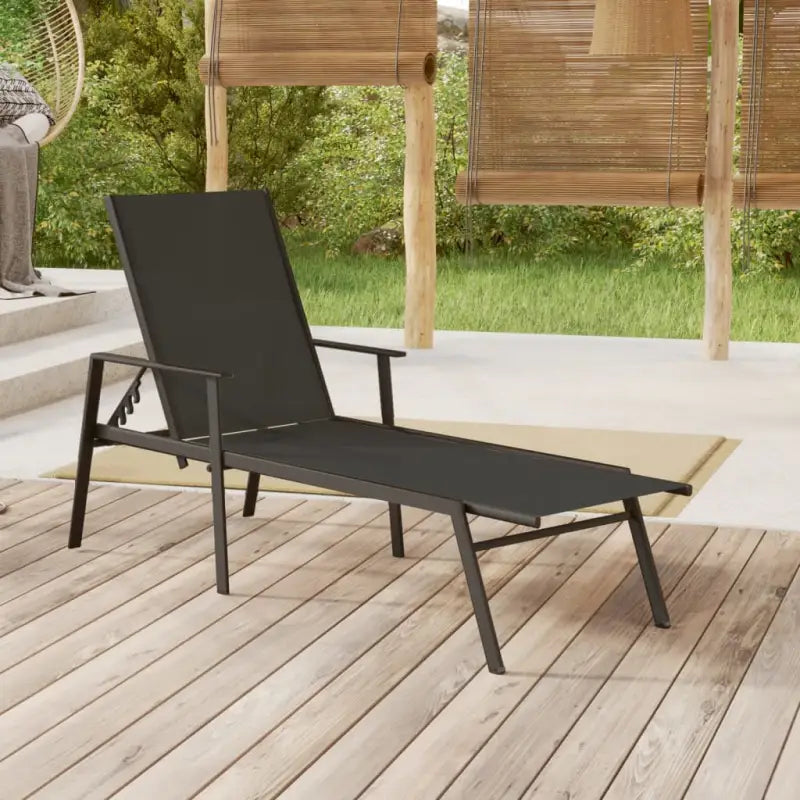 Verstelbare verstelbare loungestoel met textileen stof en stabiel stalen frame - Zwart / 1 - Ligstoelen