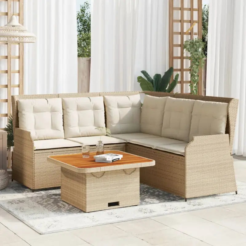 Verstelbare tuinbank van gepoedercoat staal met ideale afmetingen - beige en crèmekleurig / Met tafel - Tuinsets