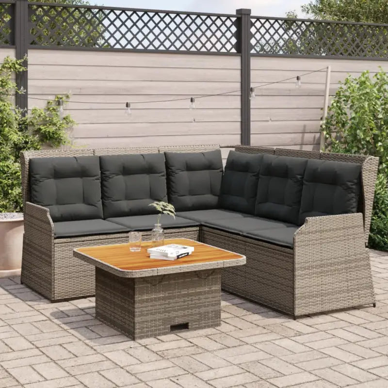 Verstelbare tuinbank van gepoedercoat staal met ideale afmetingen - Grijs / Met tafel - Tuinsets
