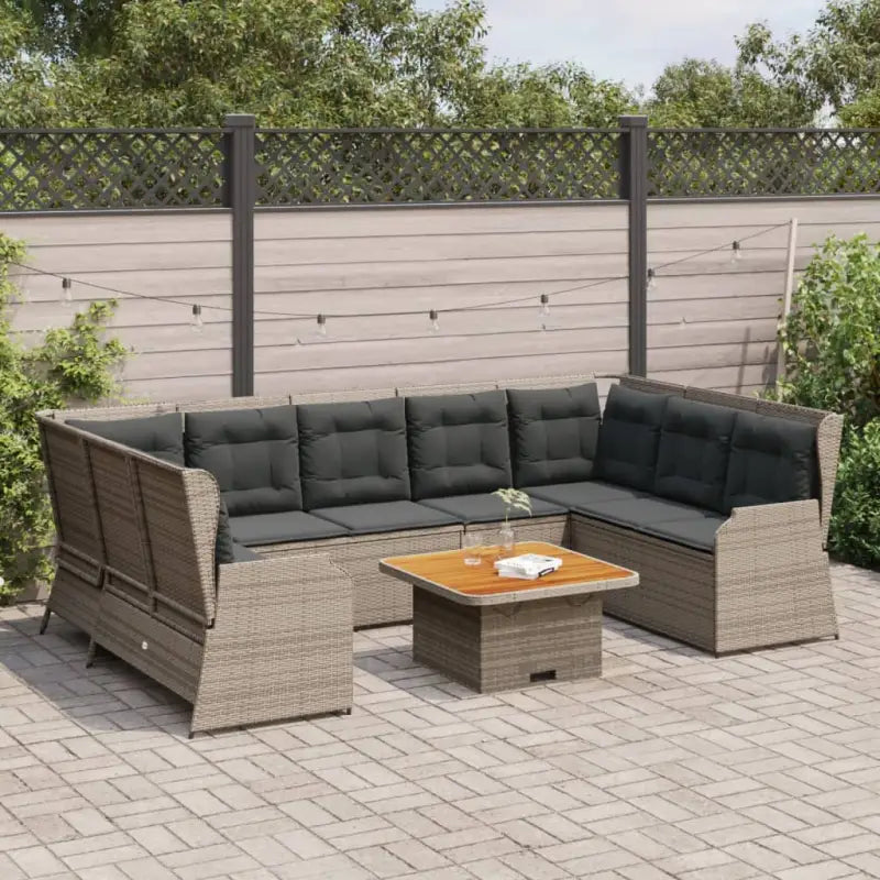 Verstelbare tuinbank van gepoedercoat staal voor jouw terras of tuin - Grijs / Met tafel - Tuinsets