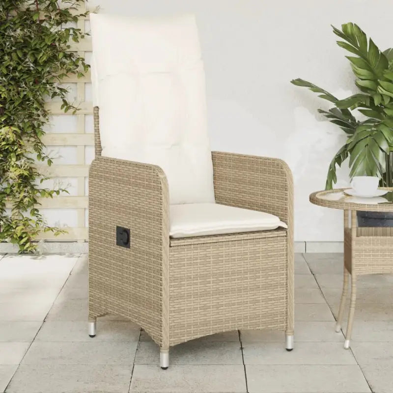 Verstelbare tuinstoel met poly rattan voor een comfortabele zitervaring - Beige / 1 / Zonder voetensteun - Tuinstoelen